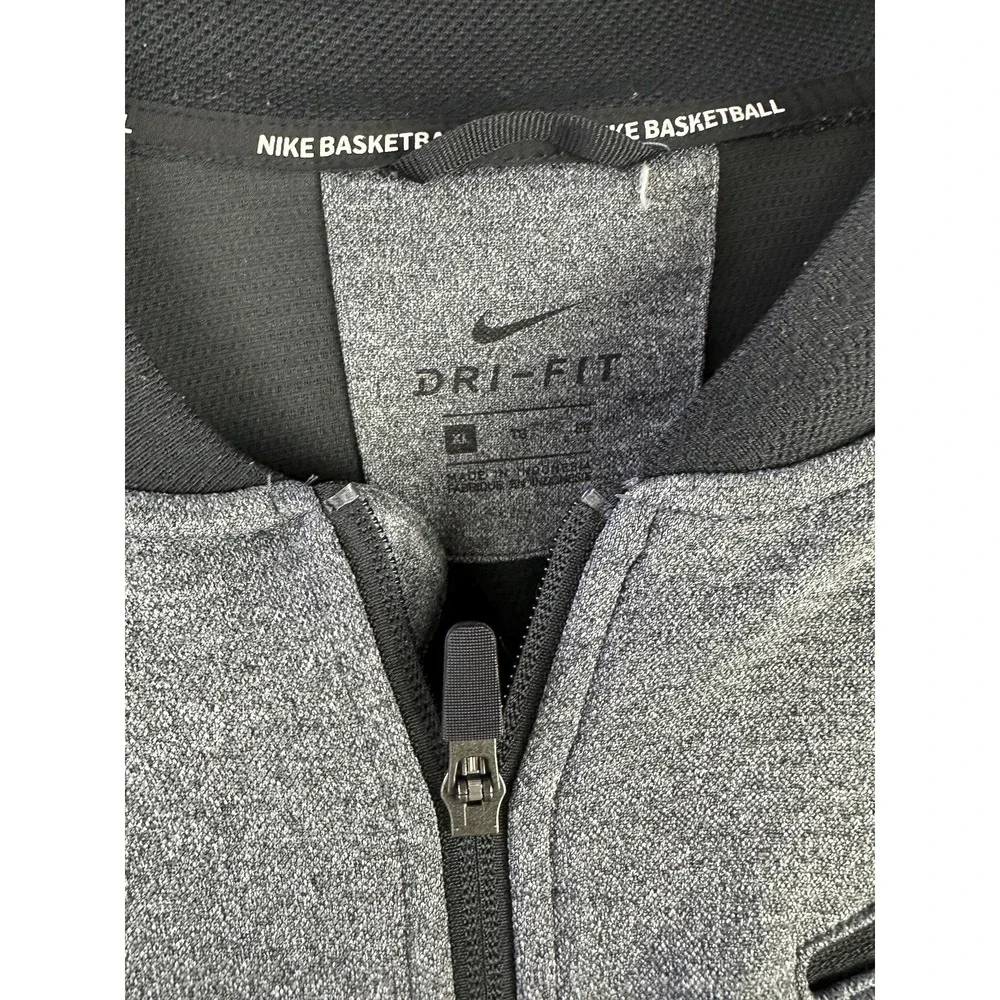 Nike Basketball EYBL Patch Hyper Elite Showtime Jacket Gray Zip Mens XL *Flawed